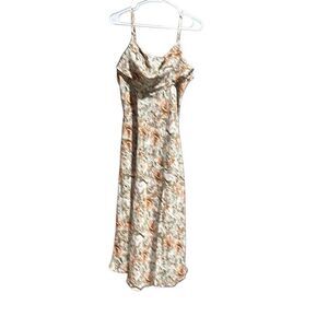 Fiemaoves green floral slip dress garden party wedding guest L XL